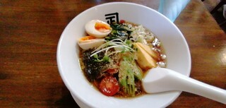 Niboshi Ramen Kaneshou - 冷やしラーメン＋味玉(無料)　890円