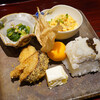 京味 もと井 - 料理写真:八寸：鱧寿司、鱧の子卵和え、サツマイモクリームチーズ和え、松茸フライ