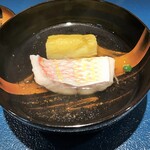日本料理FUJI - （お椀）一番出汁を使いイトヨリダイと秋茄子とともに