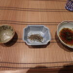 御料理 まつ山 - 左から　塩　塩昆布　ポン酢