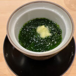 Sushi Shunsuke - 生海苔の茶碗蒸し。お出汁は浅利です