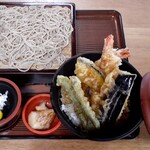 湯蕎庵　味津肥盧 - 天丼セット(1,250円也) そばは一人前です♪