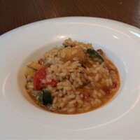 Bar Espanol YEBRA - 米料理：イベリコ豚ベーコンと栗のアロス・メロッソ