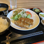 お昼ごはんのお店 Leaf - 豆腐とニラの肉巻き＠日替り定食