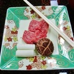 那須温泉　山楽 - 焼物（那須和牛ロース石焼、野菜色々）