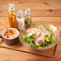 【生ハムのせ】～3種のドレッシングで楽しむ～10種野菜のたっぷりサラダプレート