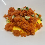 キノシタ - アミューズ 人参のムース、焼きナス、凍らせたガスパチョ　アミューズから素敵