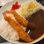 オリーブ・キッチン  - 焙煎ﾌﾟﾚｰﾝｶﾚｰ　600円　+　ｼﾞｬﾝﾎﾞｴﾋﾞﾌﾗｲ2尾　500円