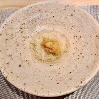 すし みむろ - 赤雲丹と鮑の出汁素麵