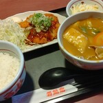 若鯱家 - 秘伝ダレロースカツランチ。選べるミニ麺です➰(o^∀^o)