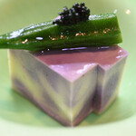 大納言本家 - お通し（紫いもとサツマイモの創作豆腐）
