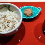 御料理 竹寳 - 焼き鱧ご飯、白干し梅、赤出汁