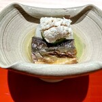 御料理 竹寳 - 子持ち鮎と子持ち鮎の卵、蕪