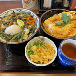 丸亀製麺 - 海老天とじ丼並530円プラス山菜おろしうどん並590円