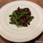 中国料理 豪華 - 牛粗挽き肉と隠元の炒め物