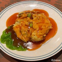 中国料理 豪華 - 蟹と玉子のふわふわ炒め 甘酢ソース掛け