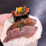 184840021 - 金乃すだち飛騨牛三種盛り（1100円）