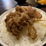 地鶏焼 かがり火 - 牛バラ肉オンザライス
ご飯の大盛りは対応してもらえる
