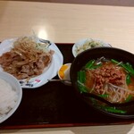 竜の食堂 - トントロ黒胡椒炒め定食＋台湾ラーメン