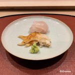 御料理 寺沢 - 眞子鰈と炙り石影貝
