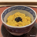 御料理 寺沢 - 生海胆とキャビアの痛風玉締め