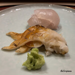 御料理 寺沢 - 眞子鰈と炙り石影貝