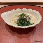 御料理 寺沢 - 賀茂茄子とモロヘイヤの蟹餡がけ