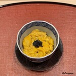 御料理 寺沢 - 生海胆とキャビアの痛風玉締め