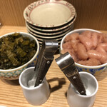 博多天ぷら やまや - 食べ放題の明太子と高菜