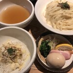 鴨出汁中華蕎麦 麺屋yoshiki - 塩つけ蕎麦（手揉み麺）+浅利リゾット