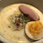 鴨出汁中華蕎麦 麺屋yoshiki - 塩つけ蕎麦（手揉み麺）+浅利リゾット