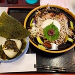 Manyou Soba - 梅とろろと揚げなすのそば＆おにぎり椀