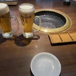 honkakuyakinikukankokukateiryourikuishimbou - 生ビール(半額キャンペーン)￥274