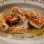 ワインとお肉料理 レストランMINORIKAWA - シェフのスペシャリティの金目鯛を この日はソースを焦がしバターのソースに変えて提供して頂いた。