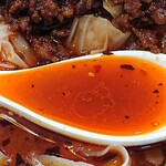 好運麺園 - 好運麺園 ＠西葛西 香辛料が効いたエスニックな味付けの酸辣スープ