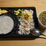 南國堂 - パチャカリシチューの弁当＋単品、茄子の野菜カレー