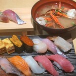 沼津魚がし鮨 江戸前鮨 - 横綱ランチ (蟹椀付き) ＋食べログクーポン店長おまかせ２貫