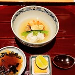 銀座 しのはら - 鱧、松茸、車えびの炊き合わせ