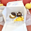 ムッシュコウノヤ - プレミアムチーズケーキ、コーヒー味のチョコがけ生シュークリーム、ポンポコ。