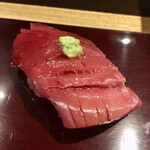 Tsukiji Otokomaezushi - 中トロ(葱挟み)