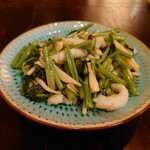 中国菜 竹林坊 - 空芯菜とイカの炒めもの。あっさり味。