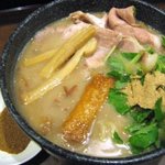 まりお流 - 濃厚ゴボウの豚骨つけ麺ポルチーニ風味(創作)