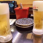 回し寿司 活 活美登利 - 生ビール580円（税抜）×２