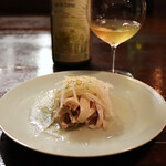 福星 - 但馬鶏の蒸し鶏 梨スライス乗せ