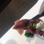 レストラン ラ・フロレゾン・ドゥ・タケウチ - 蛍烏賊と菜の花♪蛍烏賊の味噌が美味しい♪