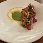 サケシーン ますふく - 天然ブリをバターナッツや鮎魚醤のソースで