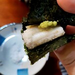てっちゃん寿司 - 塩、わさび。海苔で巻いて香りも良く。