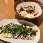 串カツ田中 - 葱まみれチー平焼き・ポテトサラダ