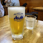 きそば 柏屋 - ちょっと泡おおいんじゃないかな～　生ビール550円（ナイス内税）