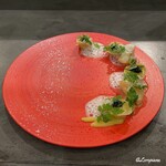 カーサ・デル・チーボ - 海胆のソースとキャビア､ガーリックのエスプーマとともに味わうトルテッリ